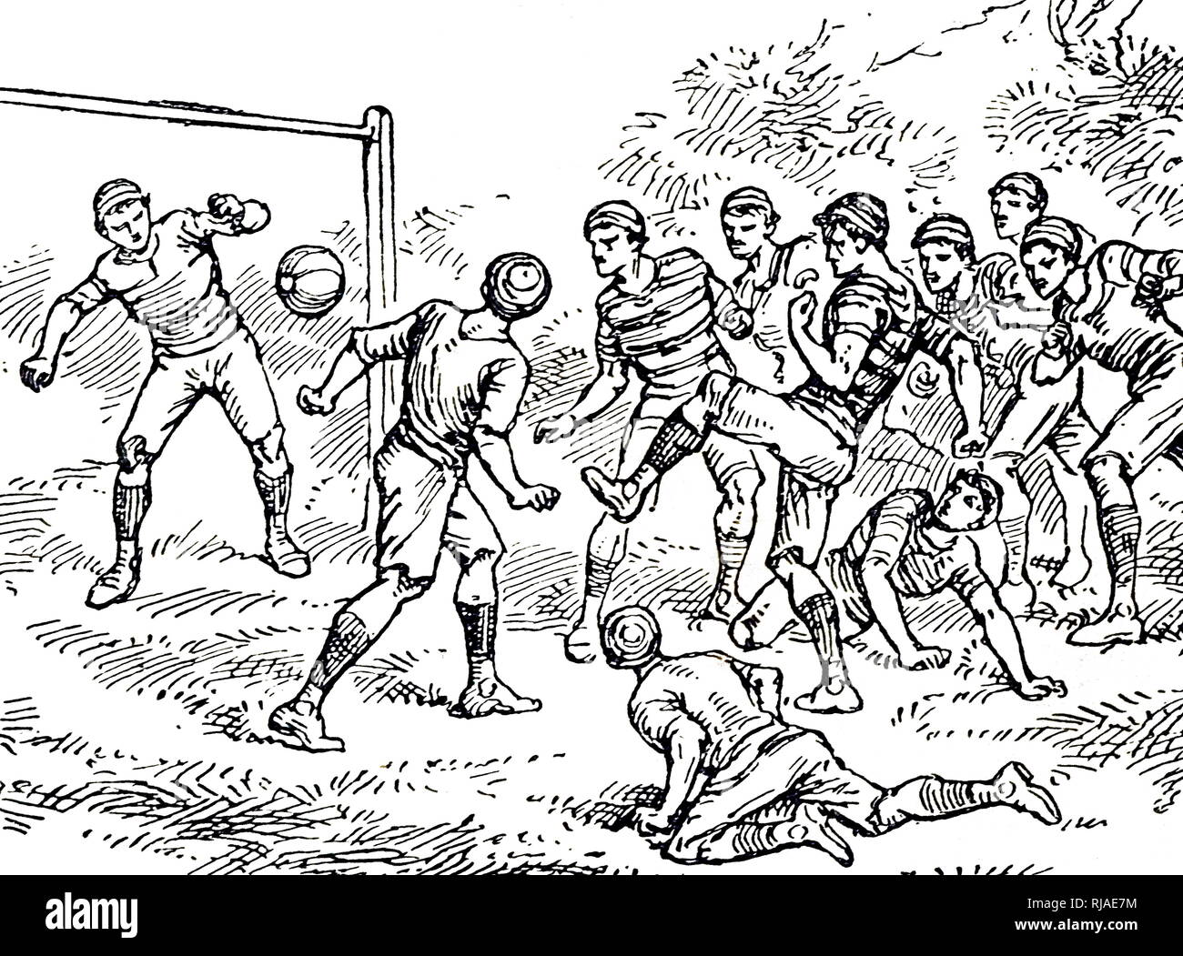 Illustration montrant un match de football. 1895 Banque D'Images