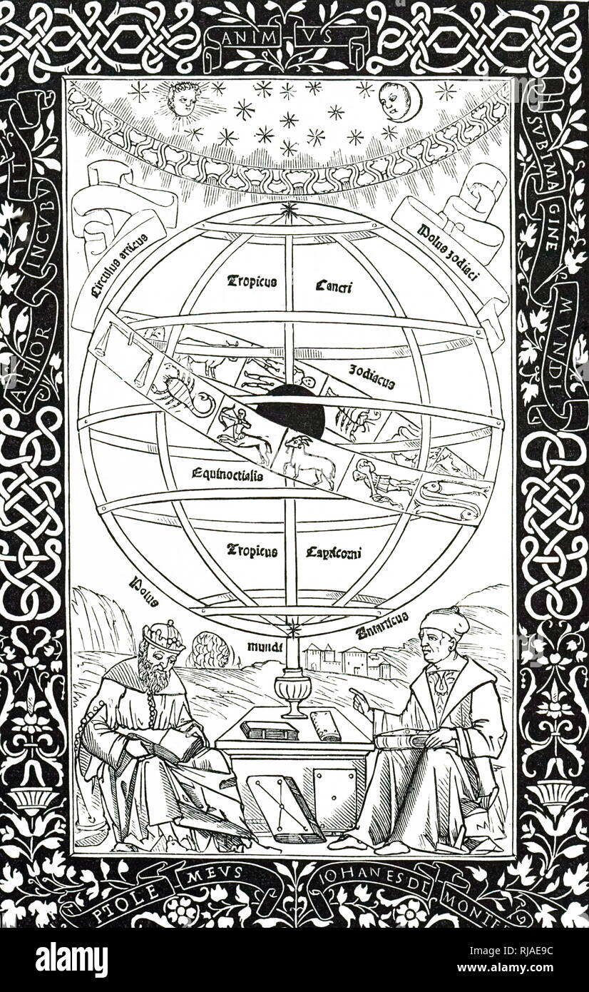 Le frontispice de Regiomontanus' 'Quintessence dans Ptolemaei'. Regiomontanus (1463-1476) mathématicien et astronome de la Renaissance allemande. En date du 15e siècle Banque D'Images