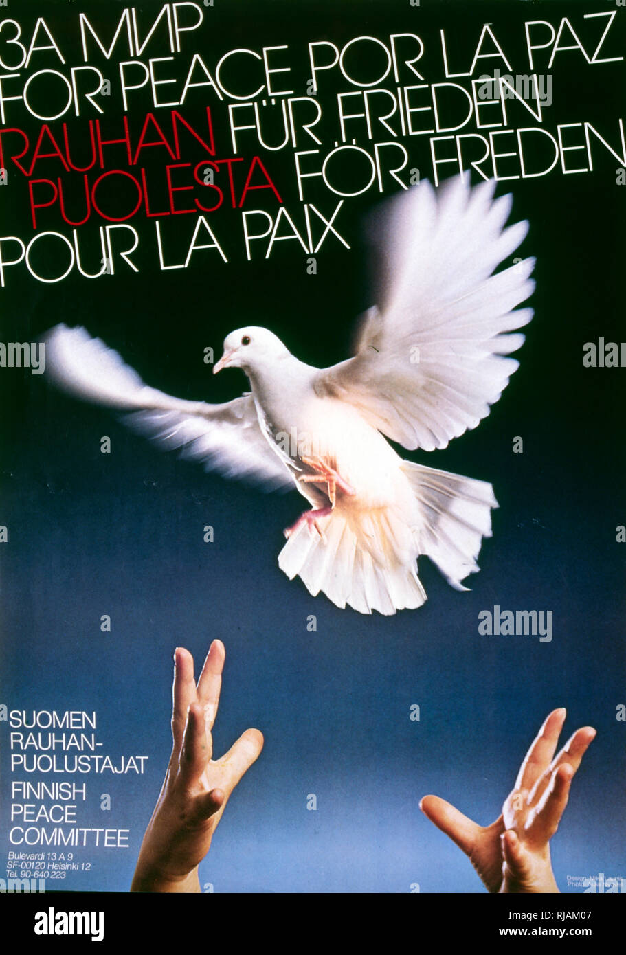 Comité de paix finlandais, anti-guerre nucléaire, affiche, 1983. Banque D'Images