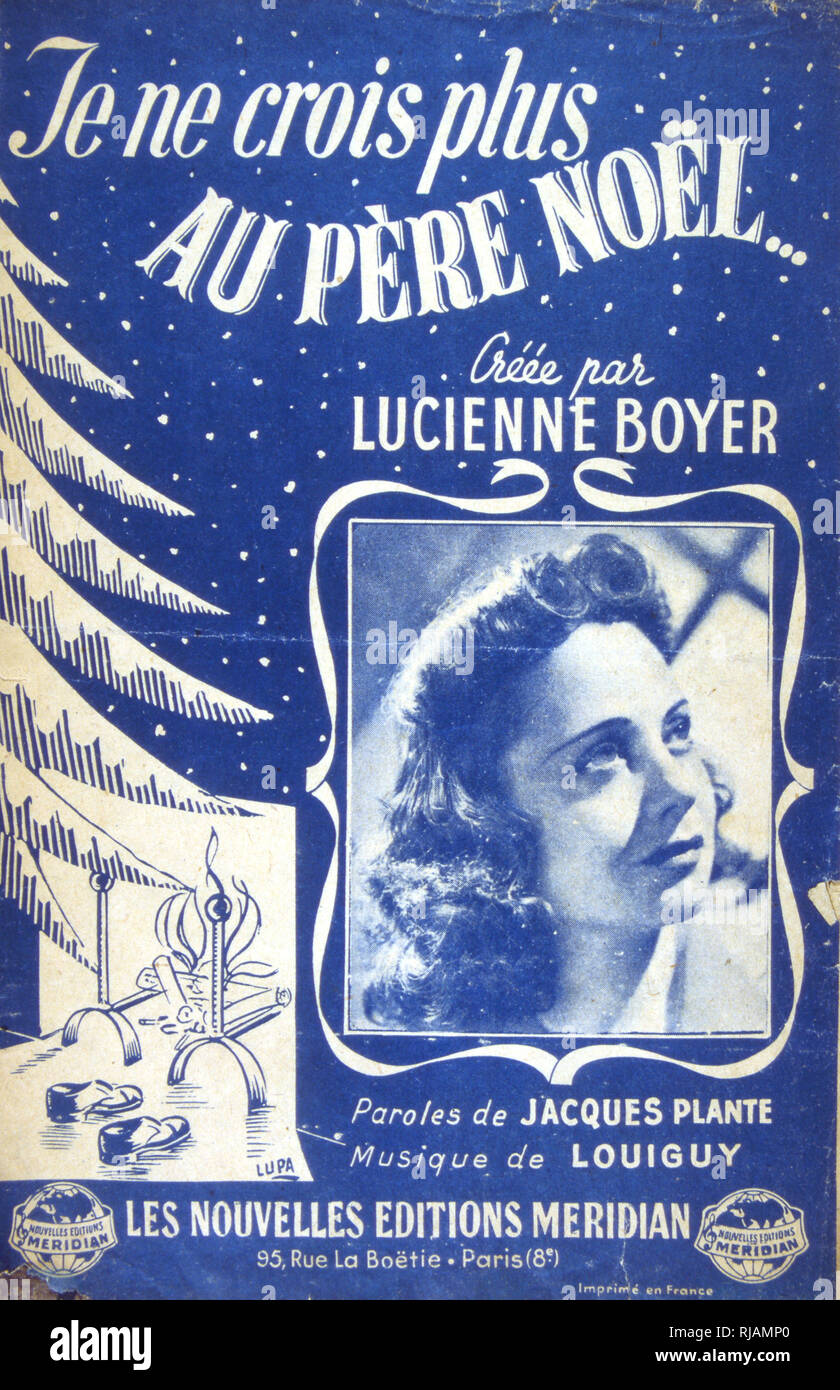 1950 songbook français pour couvrir les chansons chantées par Lucienne Boyer (1901 - 1983), une chanteuse française, mieux connu pour sa chanson "Parlez-moi d'amour Banque D'Images