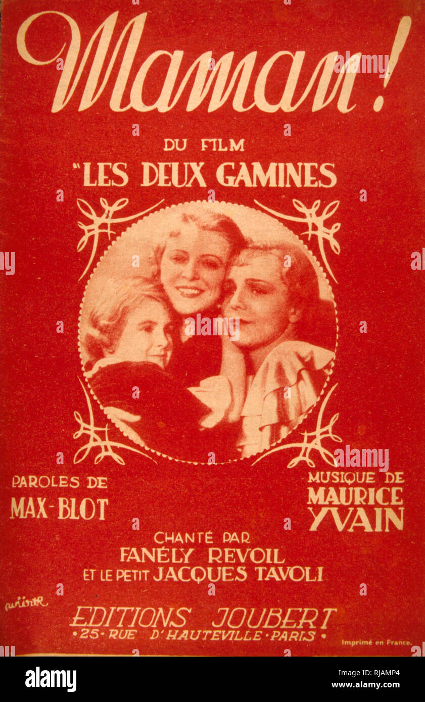 1942 Songbook couvrir pour 'Les Deux 'Gamines' un film français de 1936. Musique par Max BLOT et Maurice Yvain. Ginette et Gaby, dont la mère a disparu au cours d'un naufrage et dont le père est indigne Banque D'Images