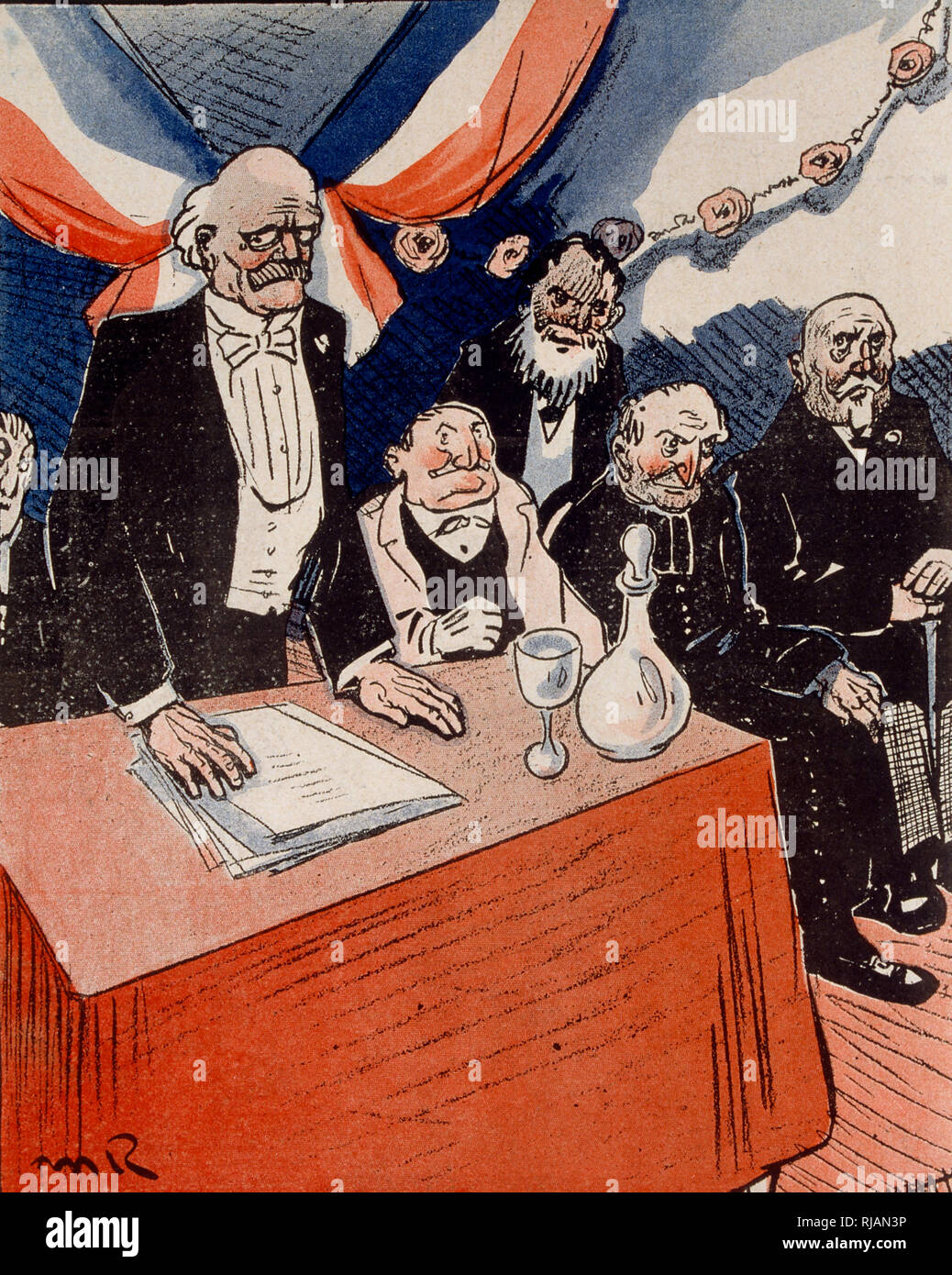 La caricature dans l'Assiette du beurre, 1906, représentant une assemblée politique Banque D'Images