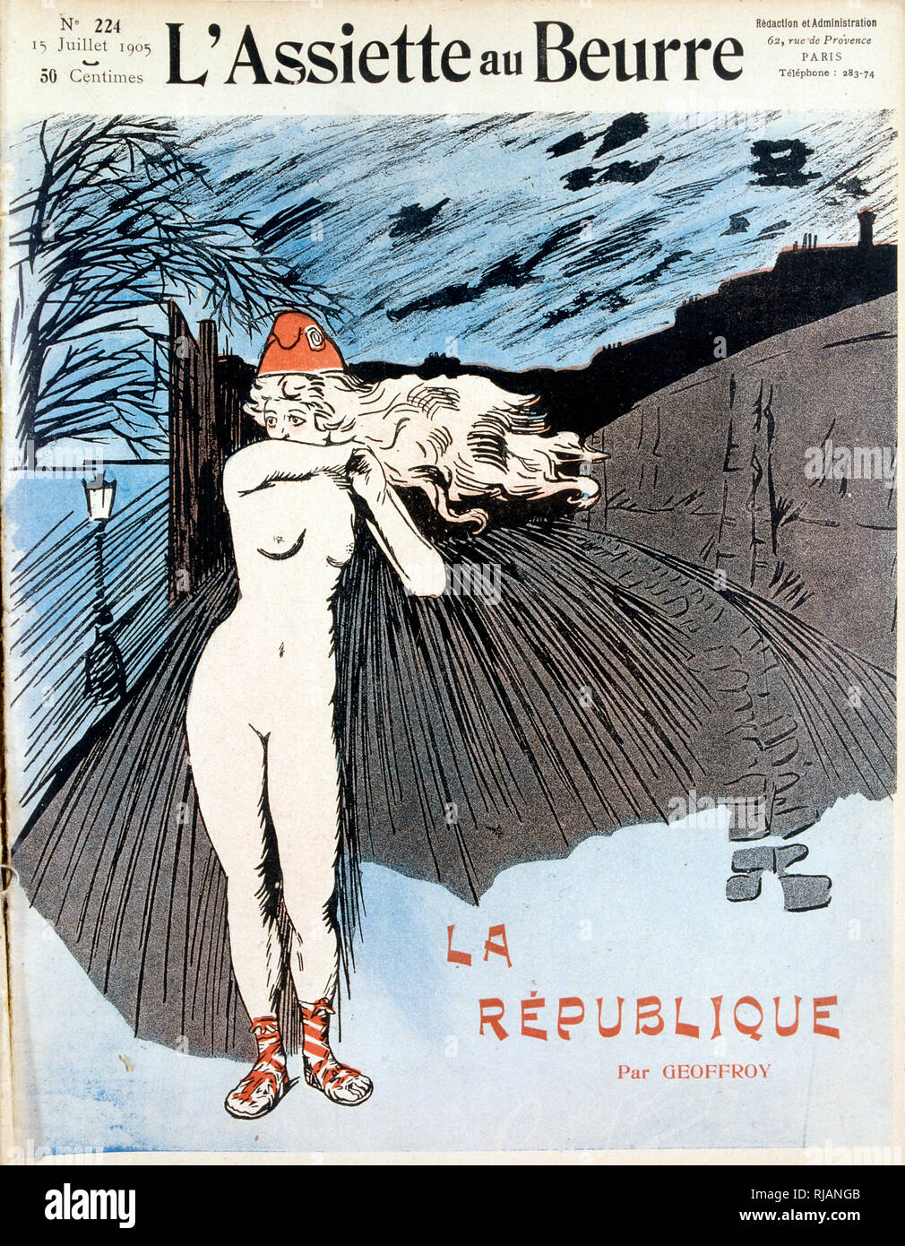 La République 1905, Illustration de "L'assiette au beurre", un hebdomadaire français illustré revue satirique avec tendance politique anarchiste qui s'est essentiellement produite entre 1901 et 1912. Banque D'Images