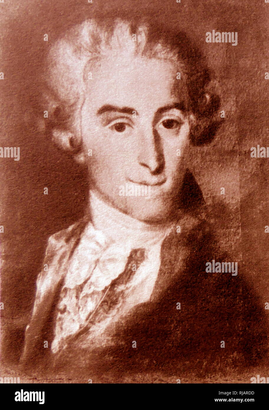Giovanni Battista Sammartini (ch. 1700 - 15 janvier 1775) est un compositeur italien, l'hautboïste, organiste, maître de chapelle et professeur. portrait peint par Donino Riccardi. Banque D'Images