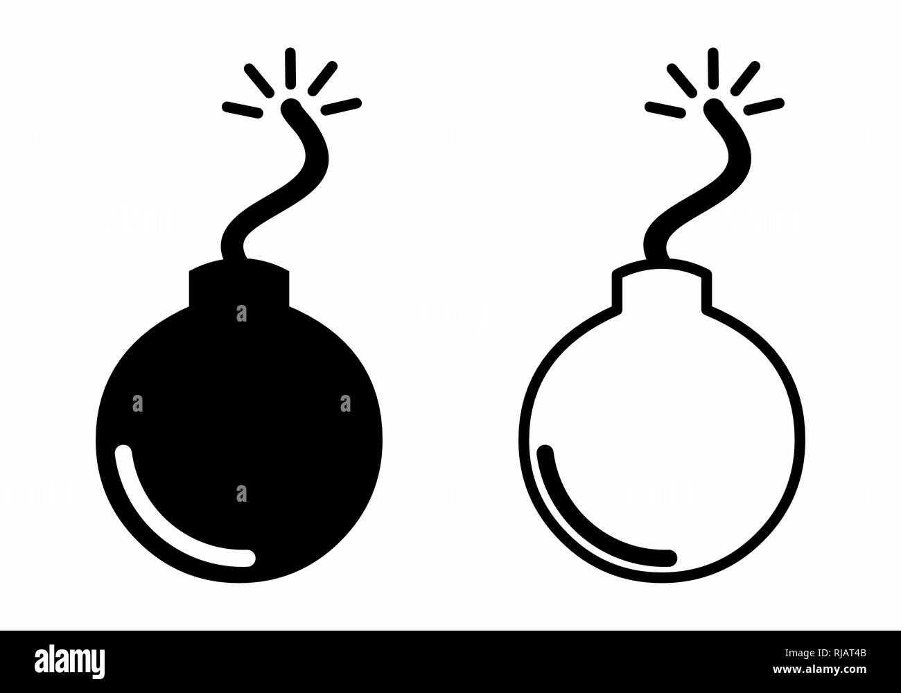 Les icônes en noir et blanc de bombes Illustration de Vecteur