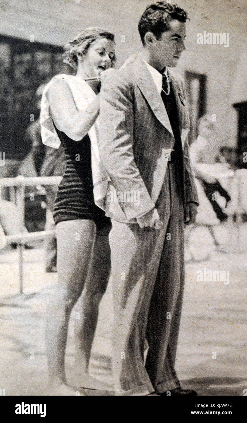 Photographie de Joséphine Eveline McKim (1910 - 1992) à l'Jeux olympiques de 1932. Au cours de sa carrière, McKim définir cinq records du monde dans divers événements freestyle. Banque D'Images