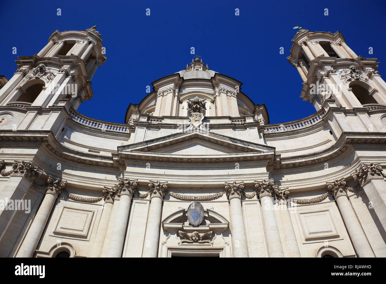 Façade, l'église Sant'Agnese in Agone, Piazza Navona, district Parione, Rome, Italie Banque D'Images