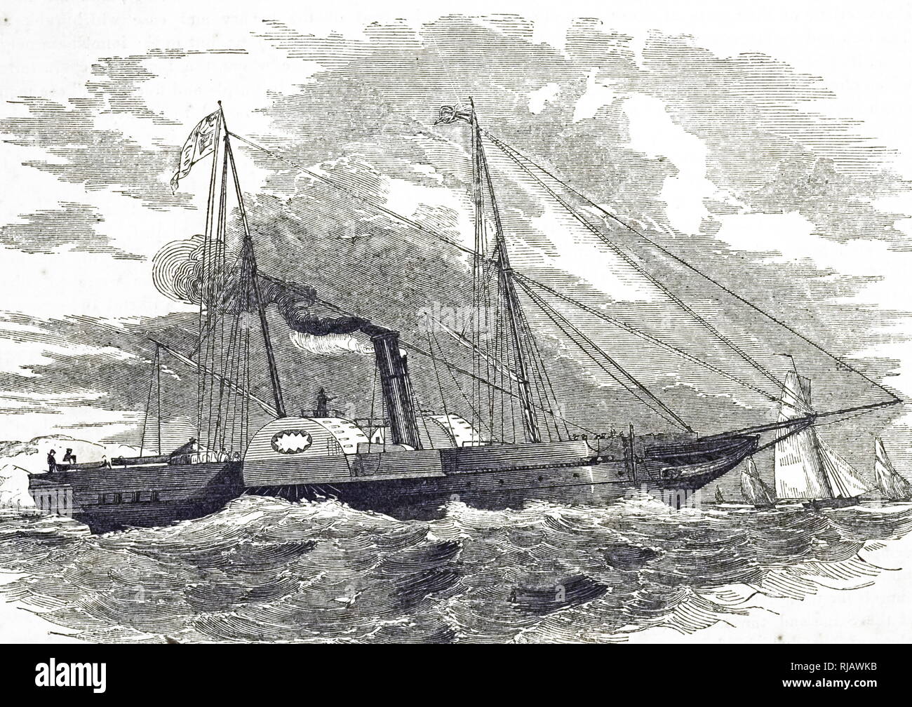 Une gravure représentant l'HMY Victoria et Albert, un yacht royal de la Marine royale du Royaume-Uni. En date du 19e siècle Banque D'Images