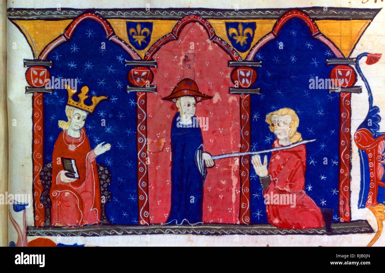 Raymond VII de soumettre au Roi de France Louis IX. 1229 AD. Banque D'Images