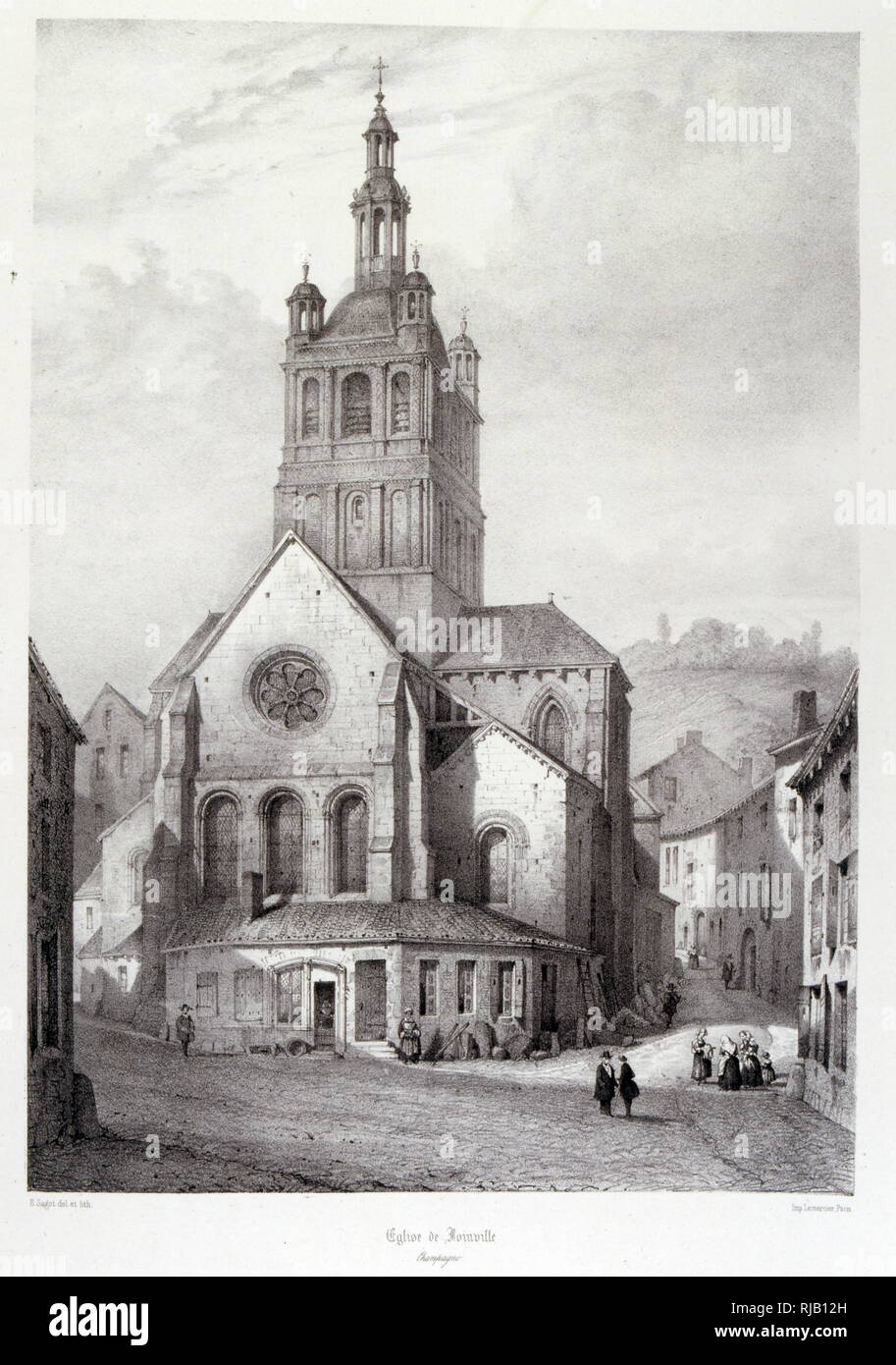 L'Église à Joinville, au nord-est de la France. 1857. L'élaboration par le Baron Isidore Taylor (1789 - 1879), voyageur et auteur français. Banque D'Images