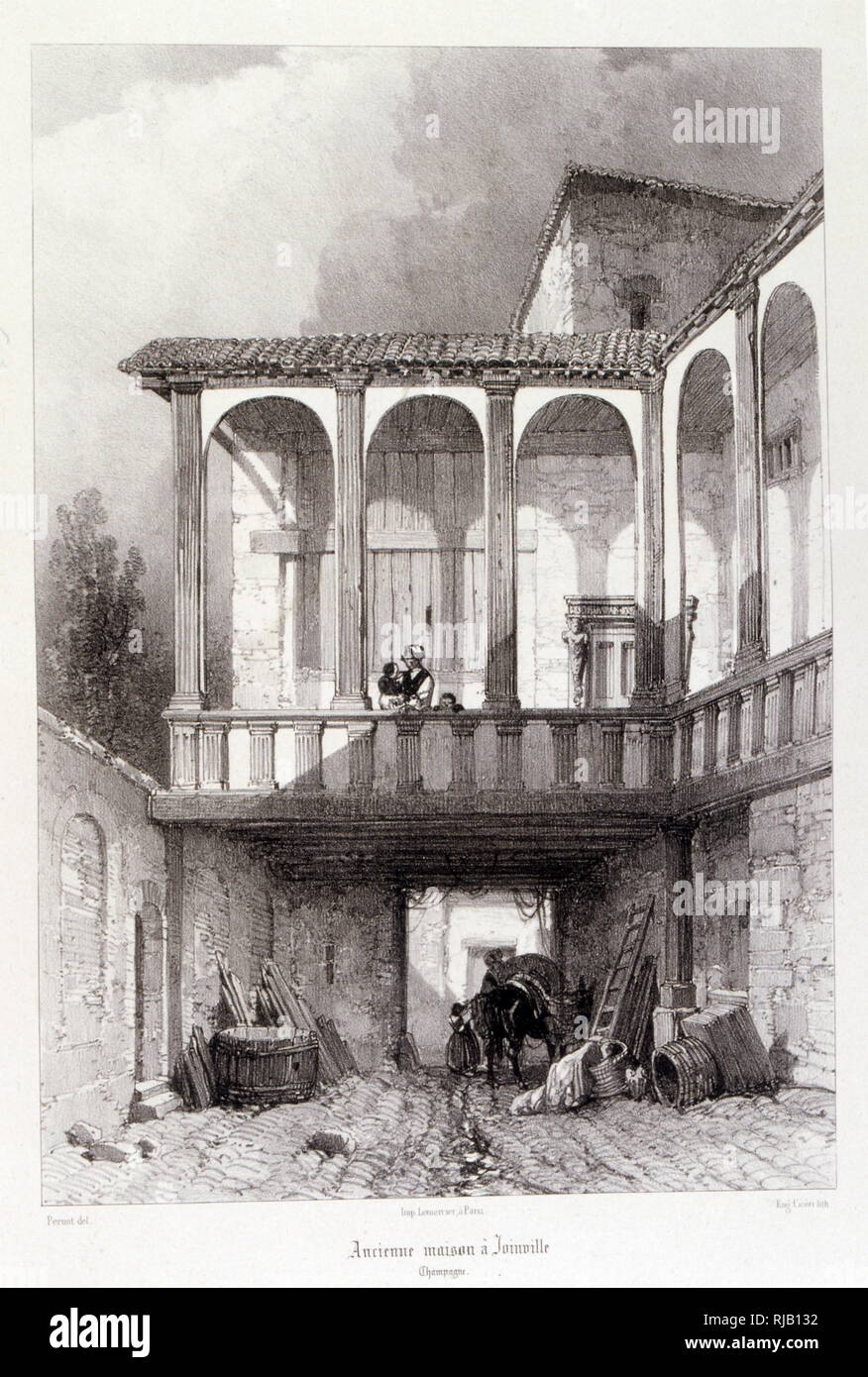 La ville de Joinville, au nord-est de la France. 1857. L'élaboration par le Baron Isidore Taylor (1789 - 1879), voyageur et auteur français. Banque D'Images