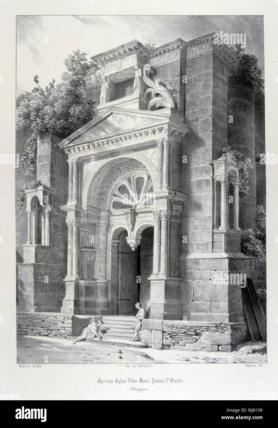 L'église de Notre Dame à Epernay, dans le nord de la France. 1857. L'élaboration par le Baron Isidore Taylor (1789 - 1879), voyageur et auteur français. Banque D'Images