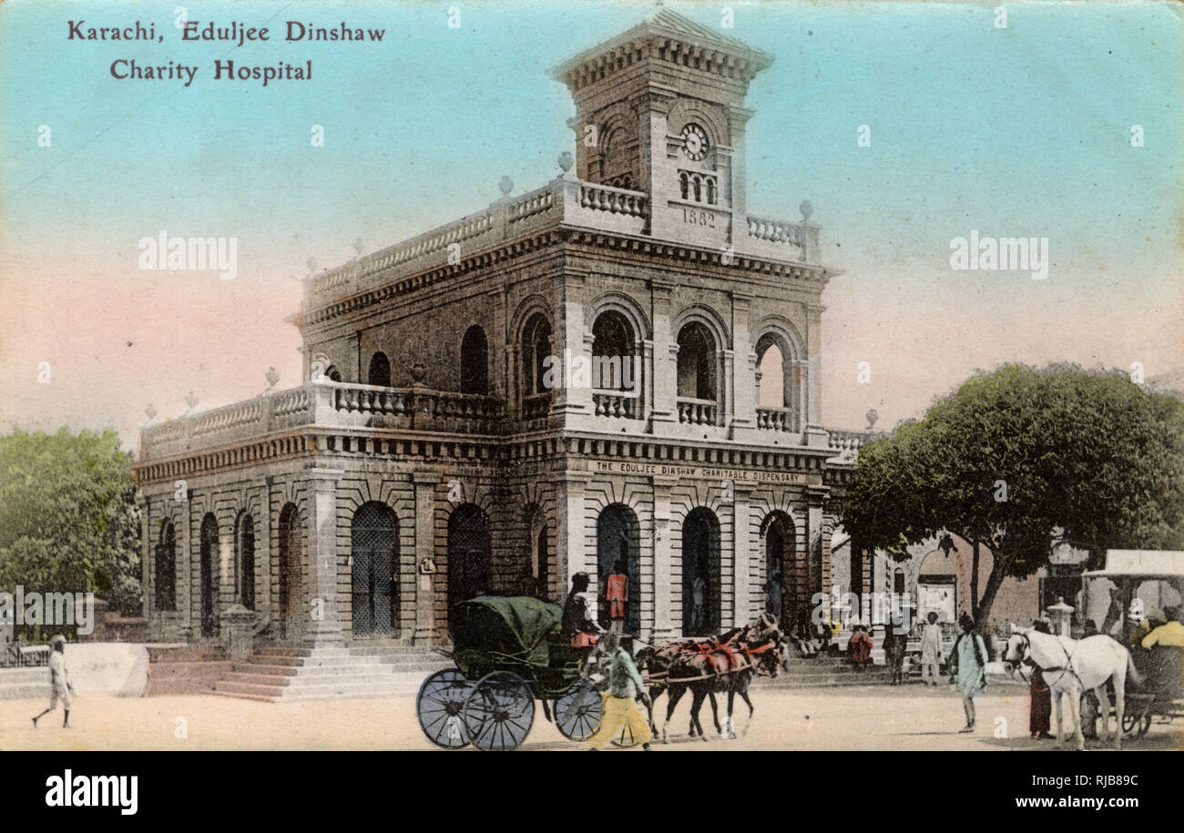 Eduljee Dinshaw Charity Hospital, Karachi, Inde britannique Banque D'Images