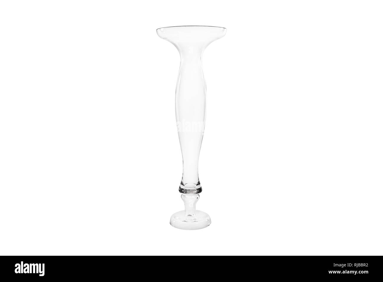 Élégant vase en verre isolé sur un fond blanc (verre, vase, vide) Banque D'Images