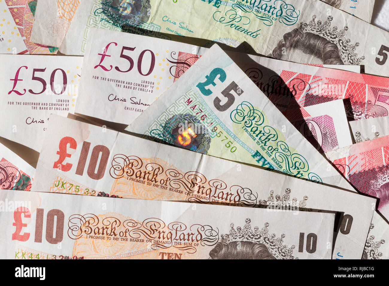 Notes : monnaie Sterling Anglais Banque D'Images