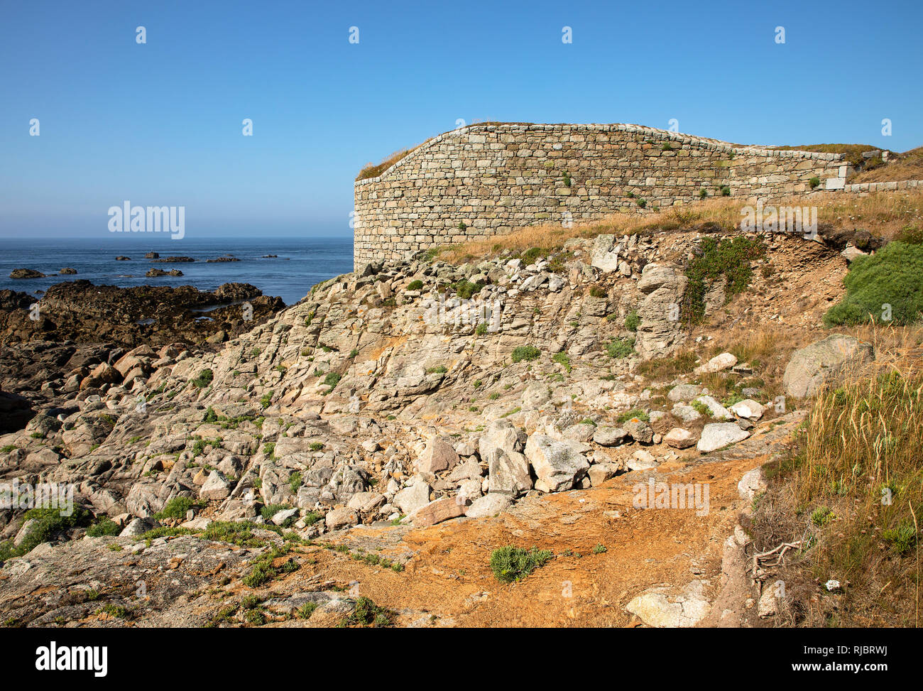 Fort Chateau L Etdm mur extérieur sur Alderney, Channel Islands. Banque D'Images