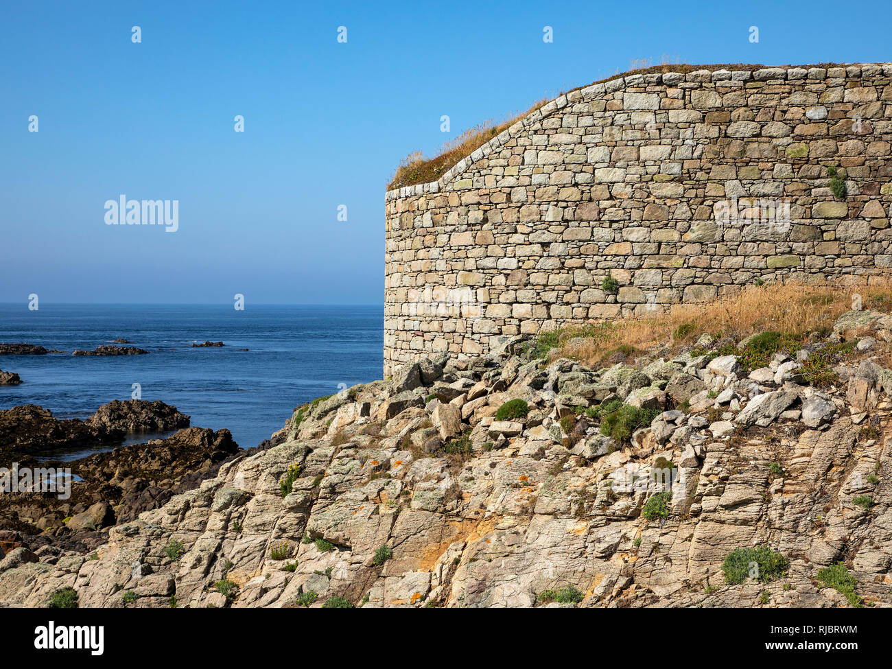 Fort Chateau L Etdm mur extérieur sur Alderney, Channel Islands. Banque D'Images