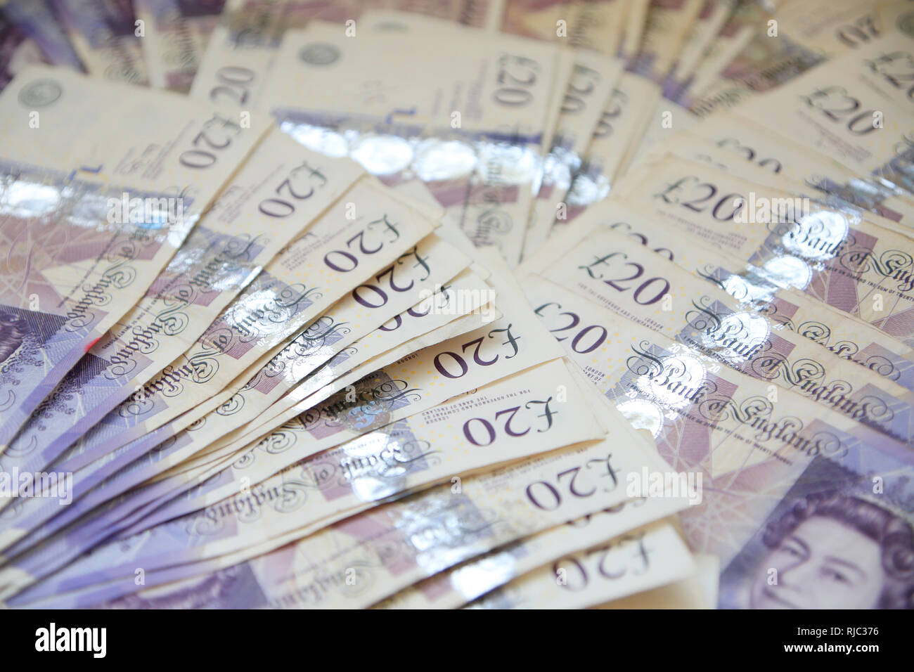 Grande-bretagne £20 - vingt livres sterling note spead out. Banque D'Images