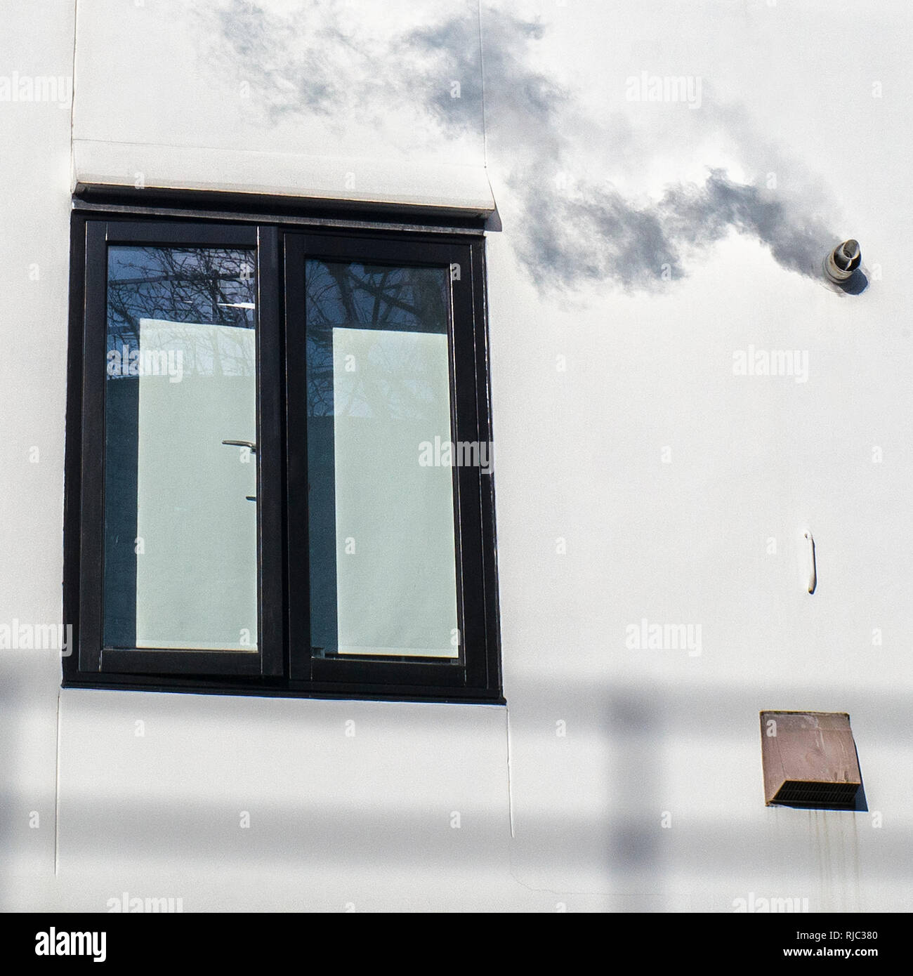 La chambre d'une chaudière à condensation de vapeur Banque D'Images