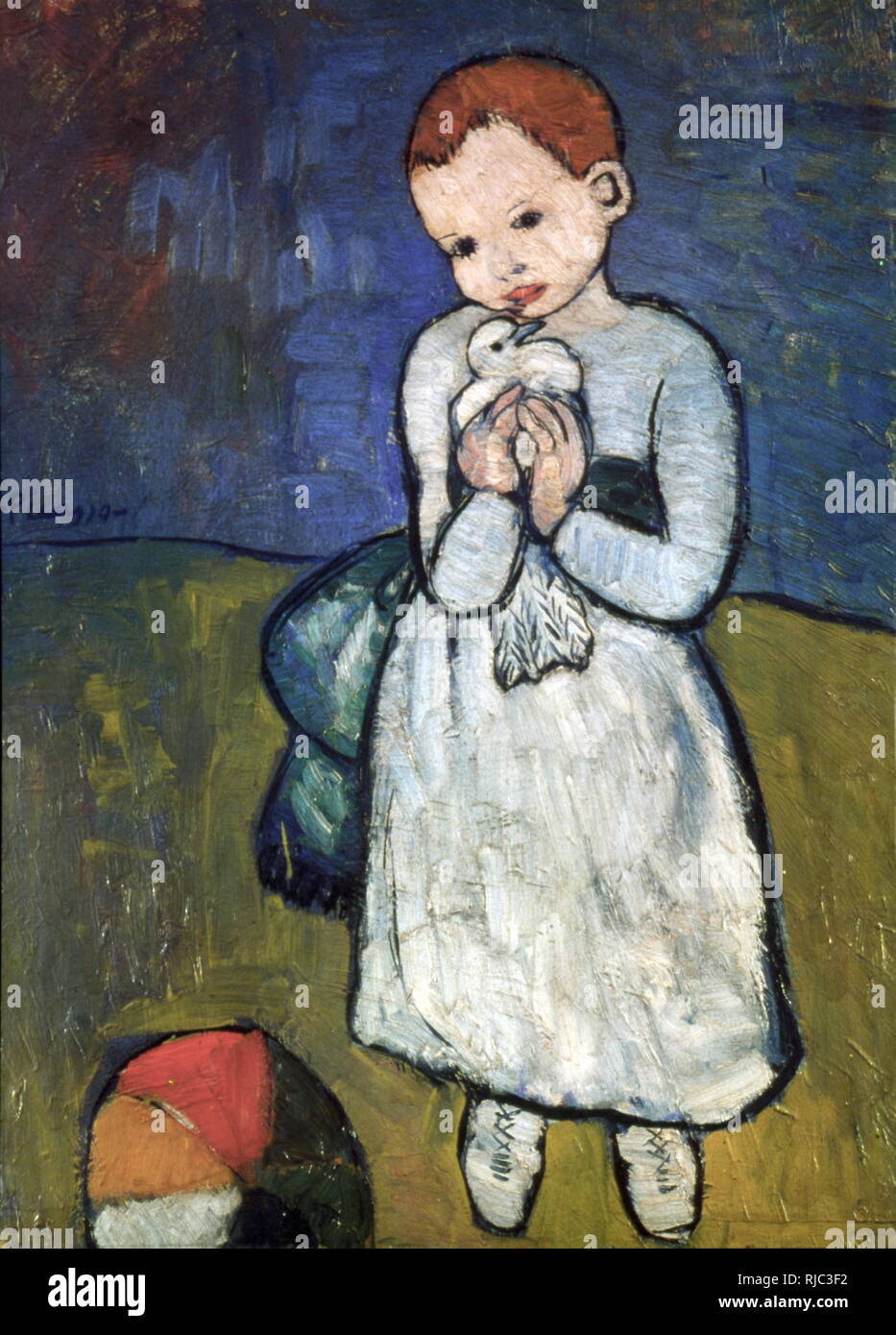 Enfant avec une colombe (L'enfant au pigeon) 1901 ; peinture par l'artiste espagnol Pablo Picasso, au début de sa période bleue. C'était sur l'affichage public en Angleterre pendant de nombreuses années avant sa vente en 2012 Banque D'Images