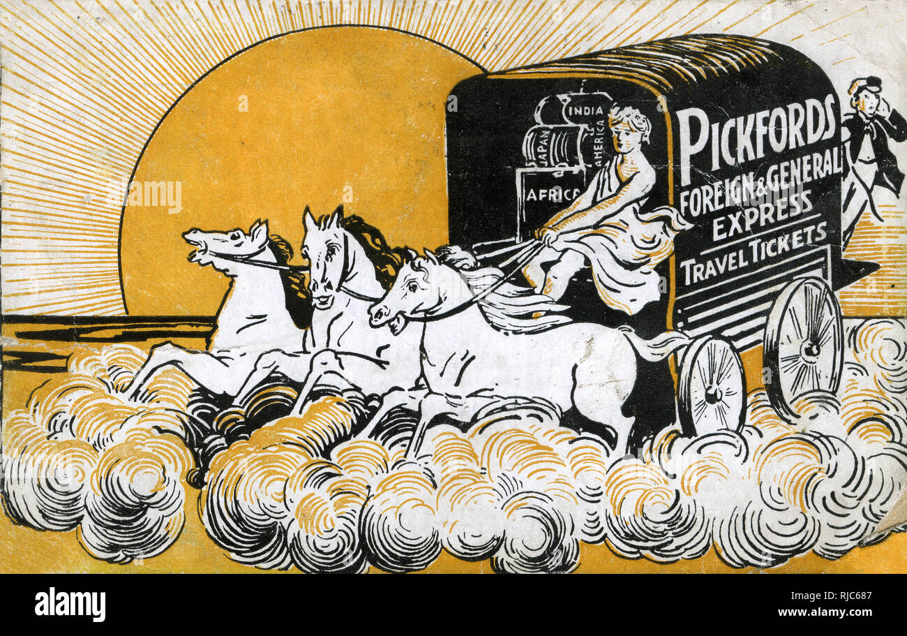 Carte postale publicitaire - Pickfords Foreign & General Express Banque D'Images