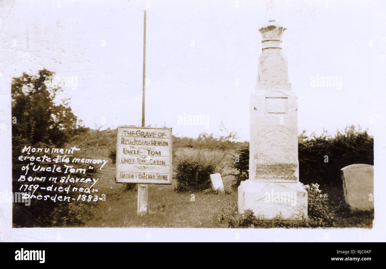 Monument à la mémoire de 'Oncle Tom' - Rév. Josiah Henson Banque D'Images