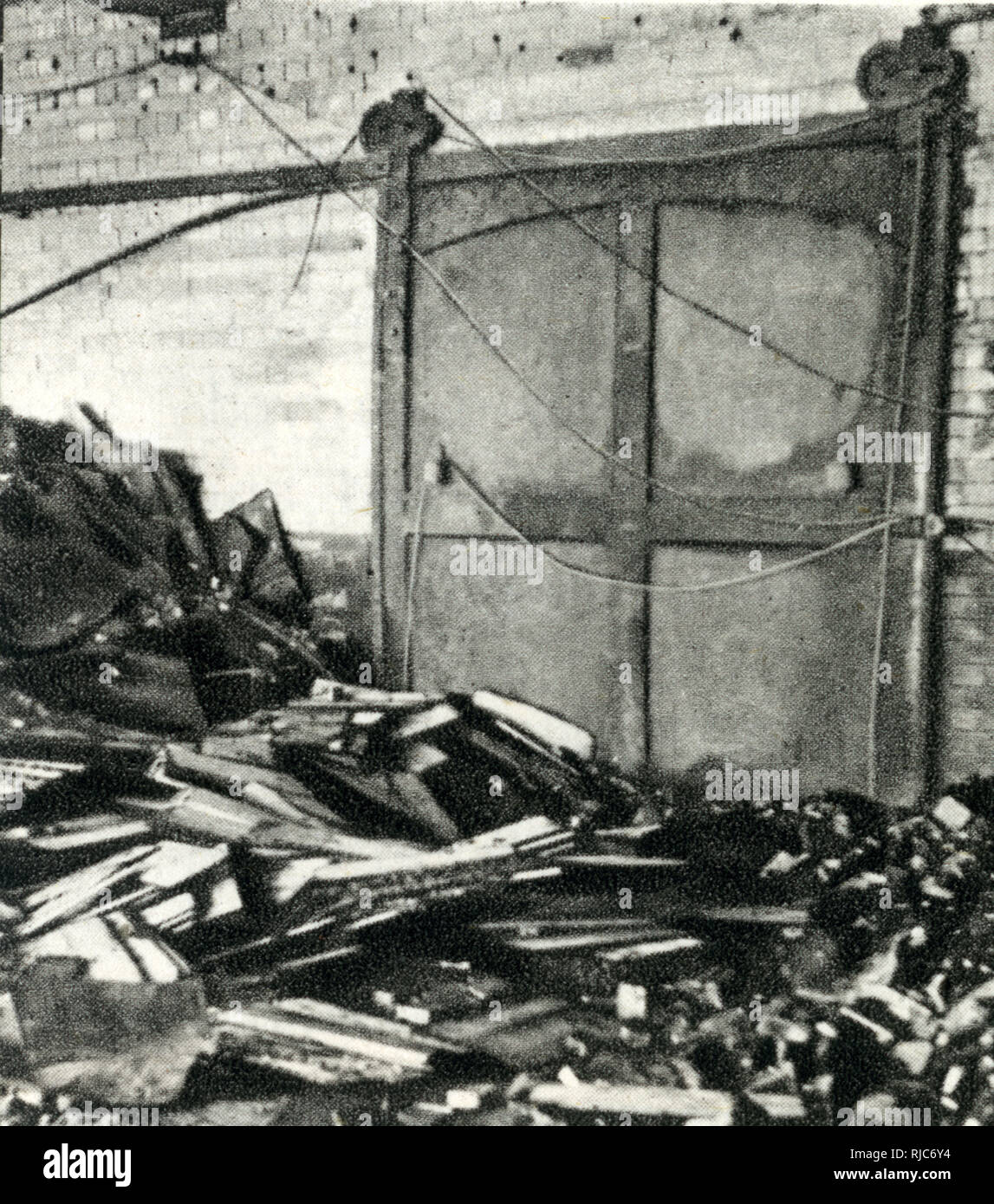 Incendie à l'usine de Bovril, Old Street, Londres, WW2 Banque D'Images