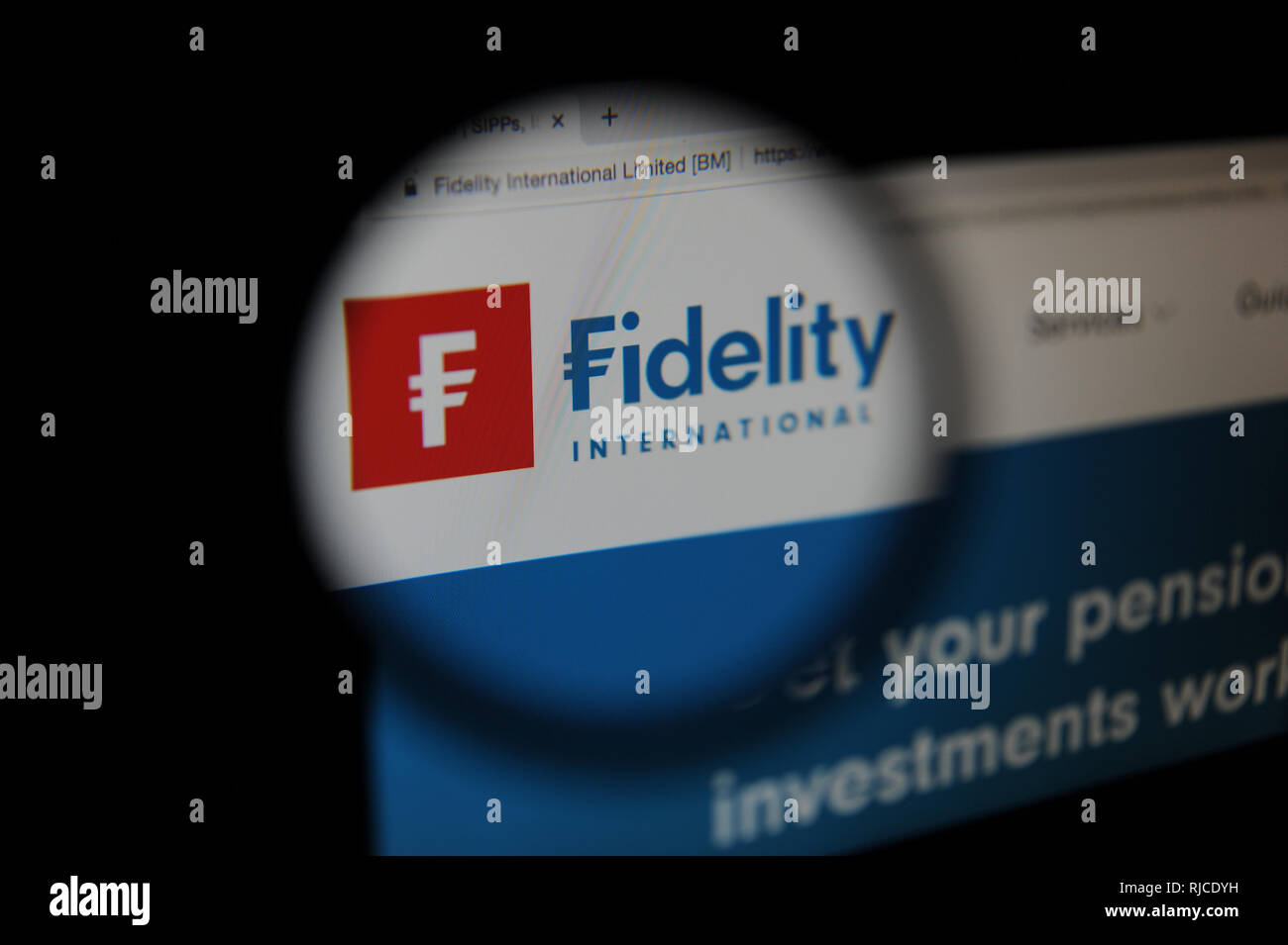 Le site Web britannique de la multinational financial services corporation Fidelity Investments Banque D'Images