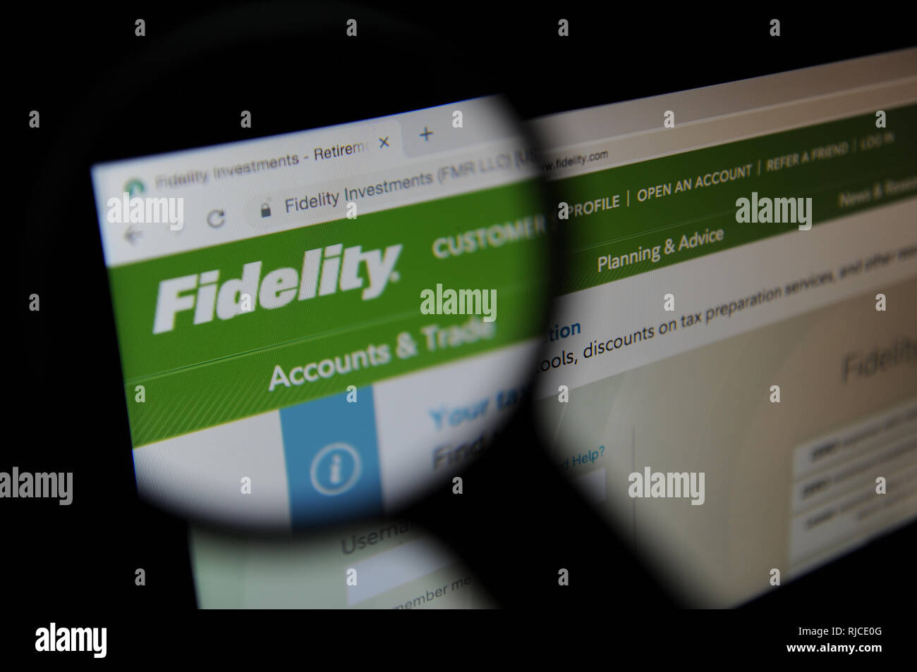 Site internet de la multinationale financial services corporation Fidelity Investments Banque D'Images