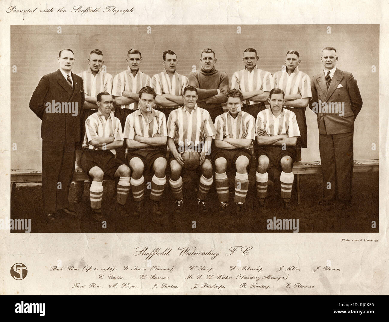 Équipe de finale de la coupe du mercredi de Sheffield 1935 Banque D'Images