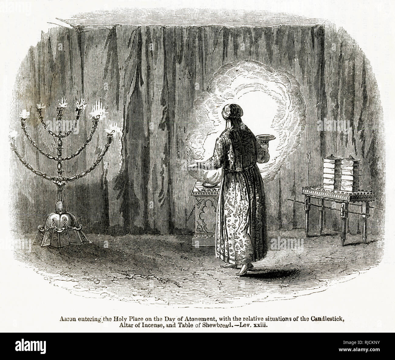 Aaron entre dans la place Sainte le jour des Expiations Banque D'Images