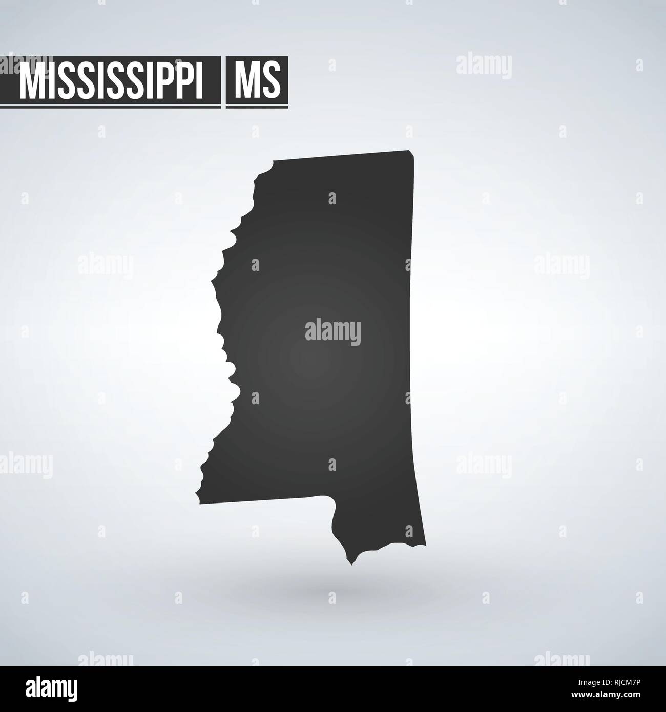 Plan de l'État américain du Mississippi sur un fond blanc Illustration de Vecteur