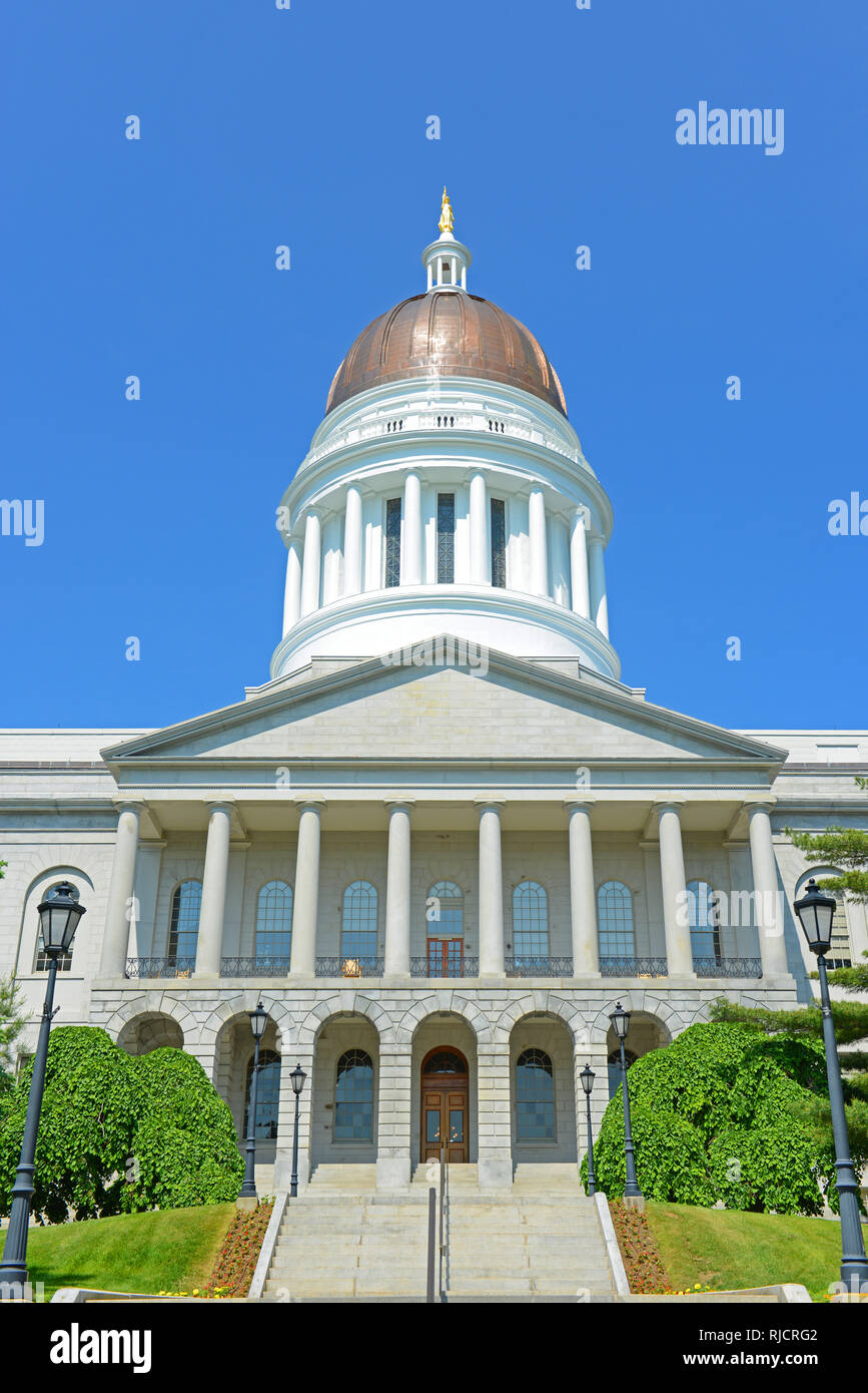 Maine State House est la capitale de l'Etat de l'État du Maine de Augusta, Maine, USA. Maine State House a été construit en 1832 avec style néogrec. Banque D'Images