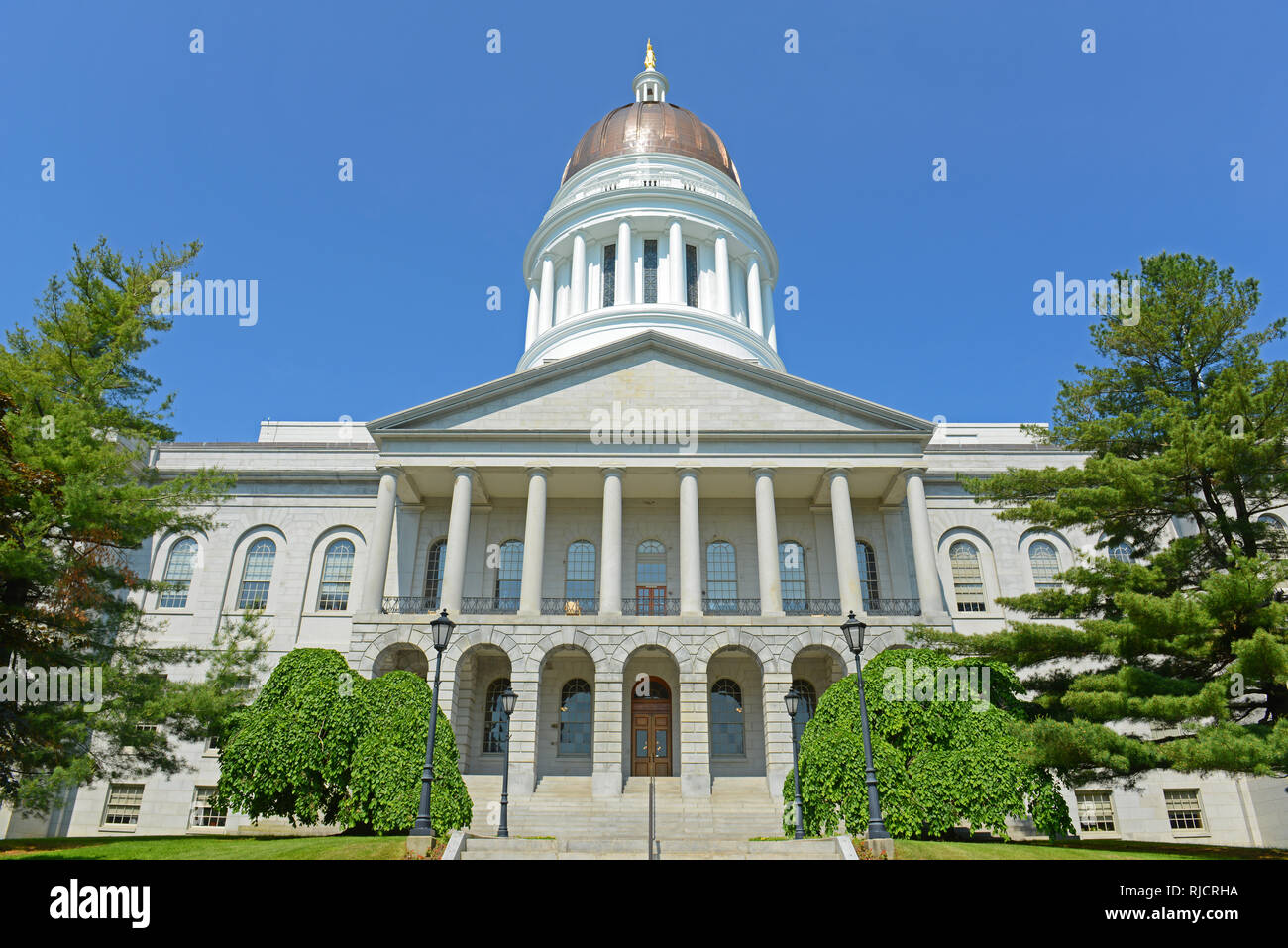 Maine State House est la capitale de l'Etat de l'État du Maine de Augusta, Maine, USA. Maine State House a été construit en 1832 avec style néogrec. Banque D'Images
