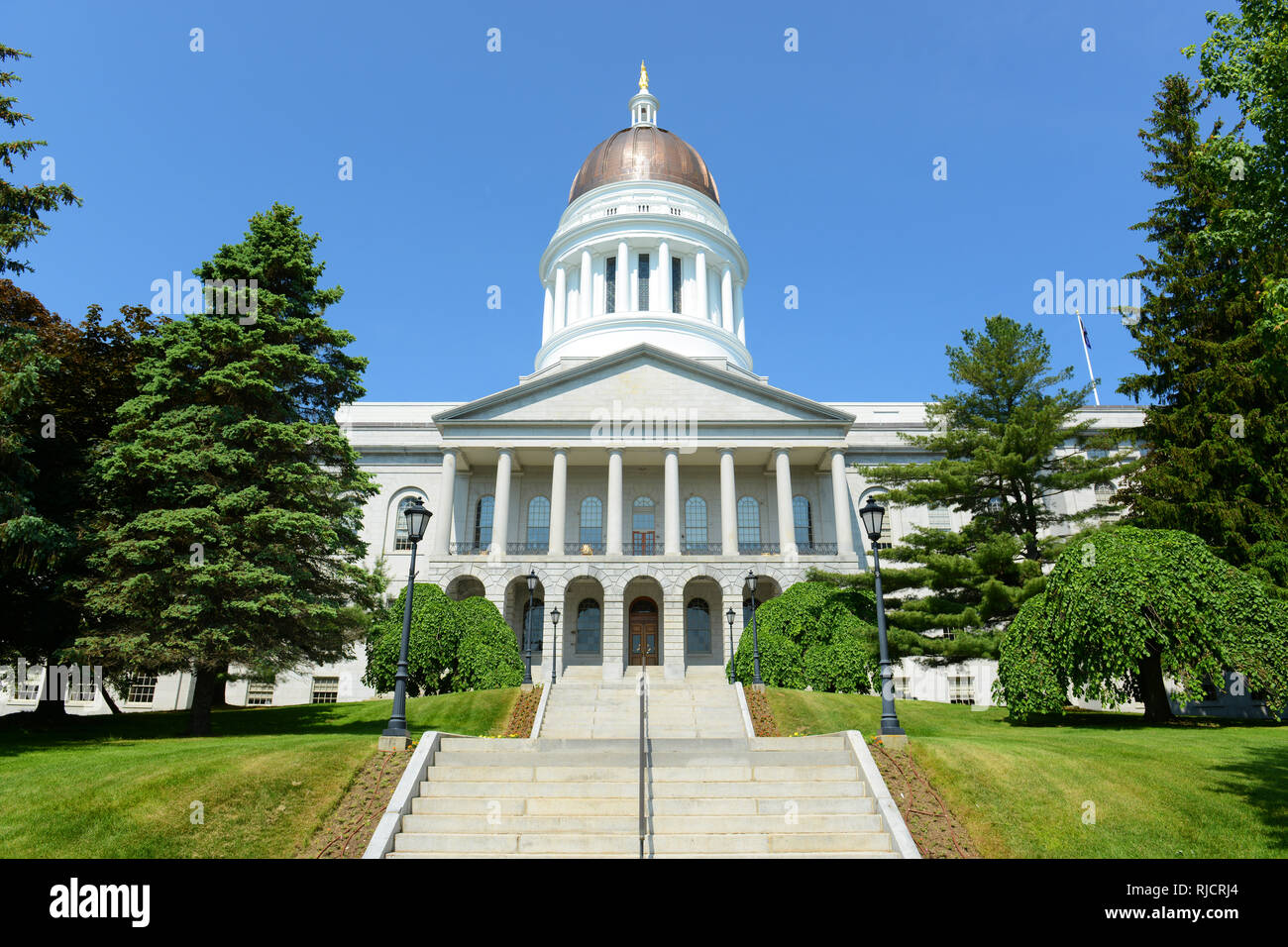 Maine State House est la capitale de l'Etat de l'État du Maine de Augusta, Maine, USA. Maine State House a été construit en 1832 avec style néogrec. Banque D'Images