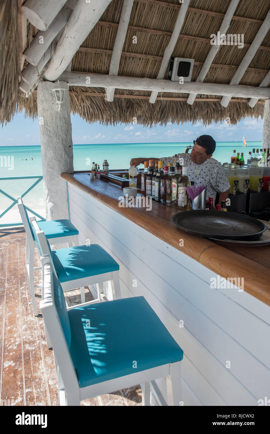 Beach Bar, Cayo Ensenachos Banque D'Images