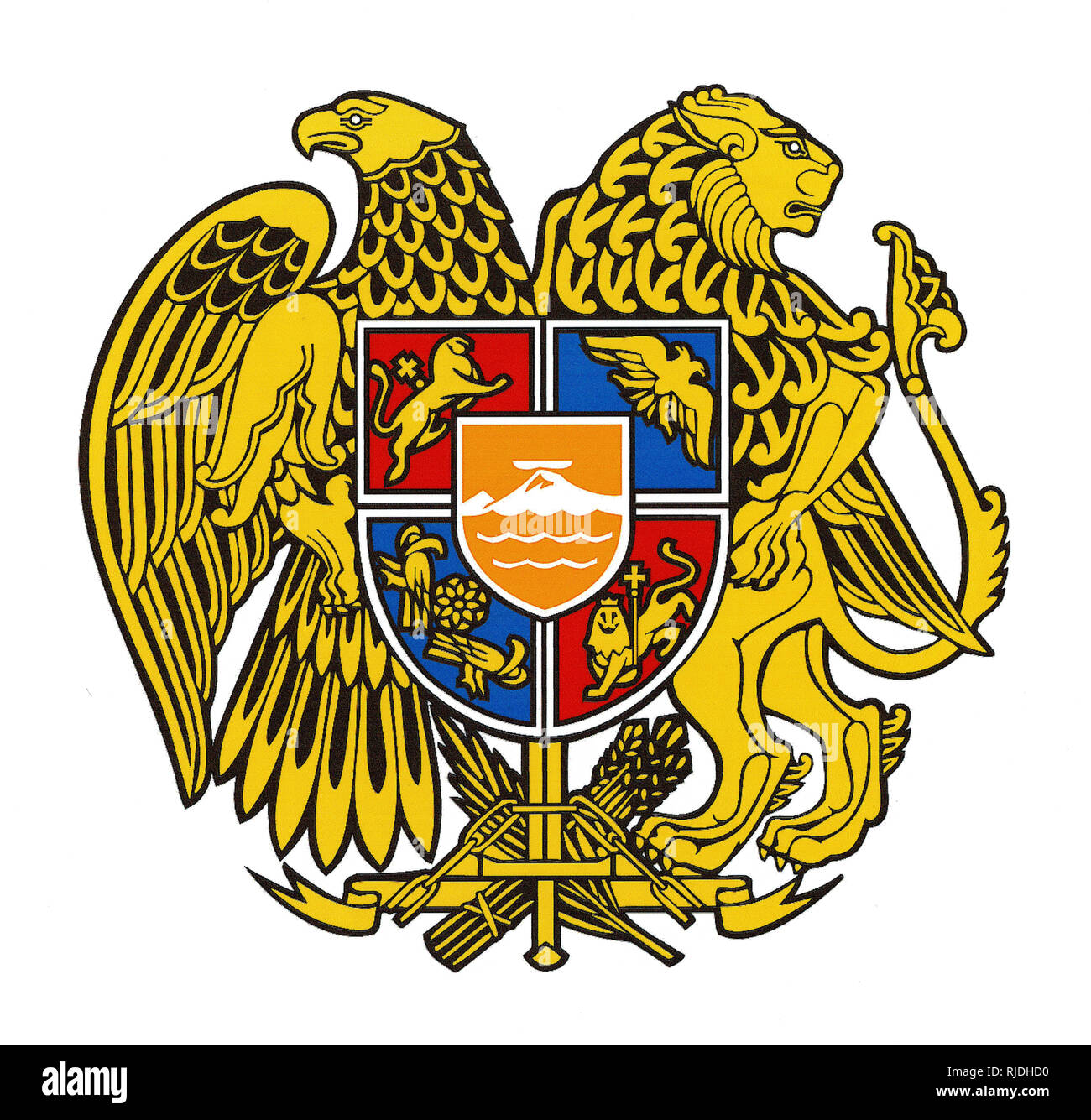 Les armoiries nationales de la République d'Arménie. Banque D'Images