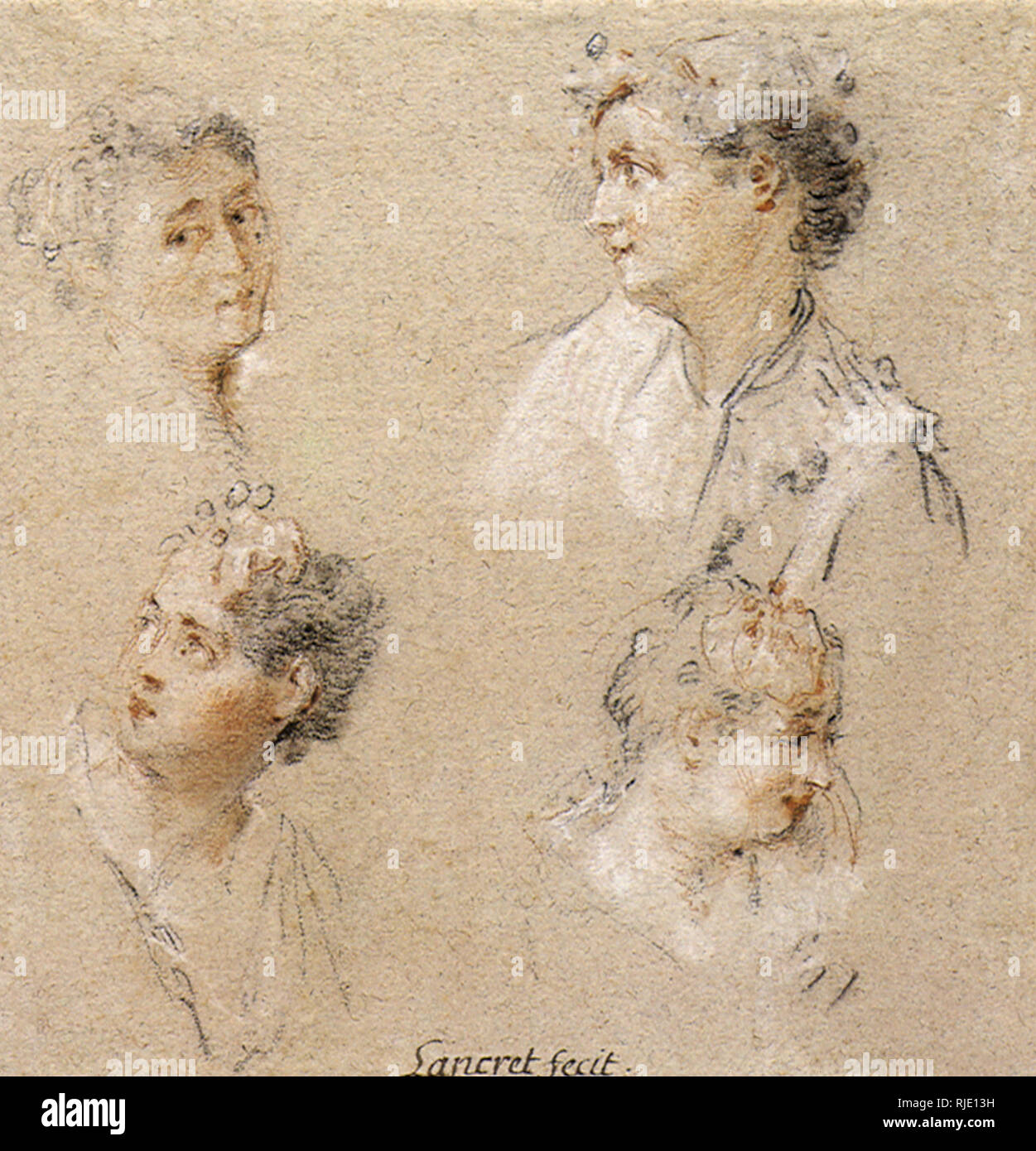 Quatre études d'une jeune femme. Banque D'Images