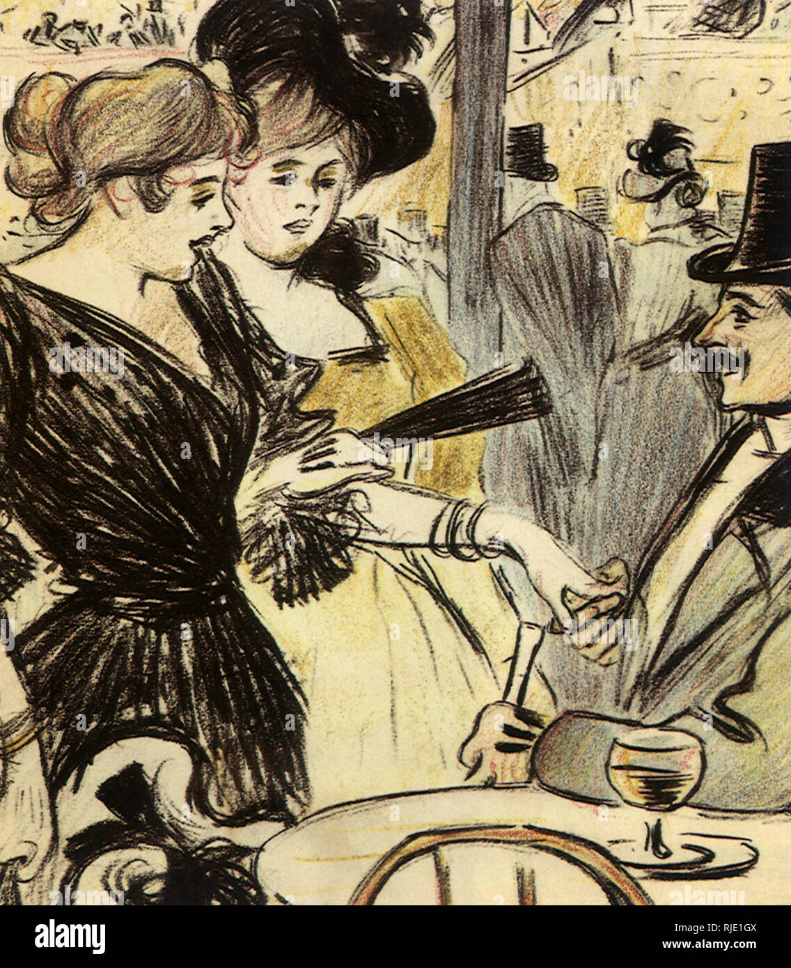 Les hommes et les femmes au Moulin Rouge. Banque D'Images