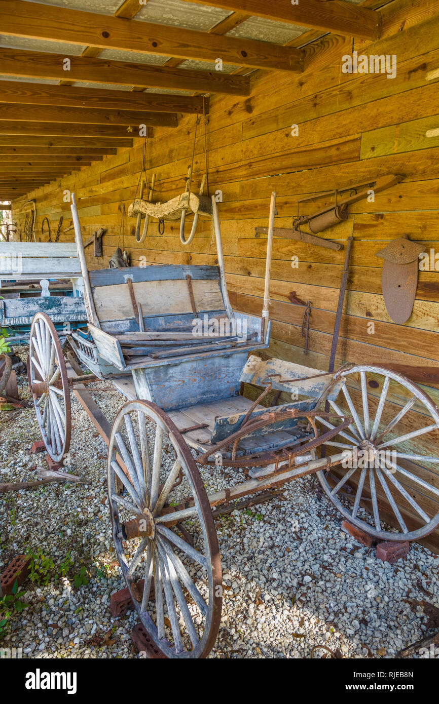 Vieux wagons au musée à Crowley Museum and Nature Center près de Sarasota en Floride Banque D'Images
