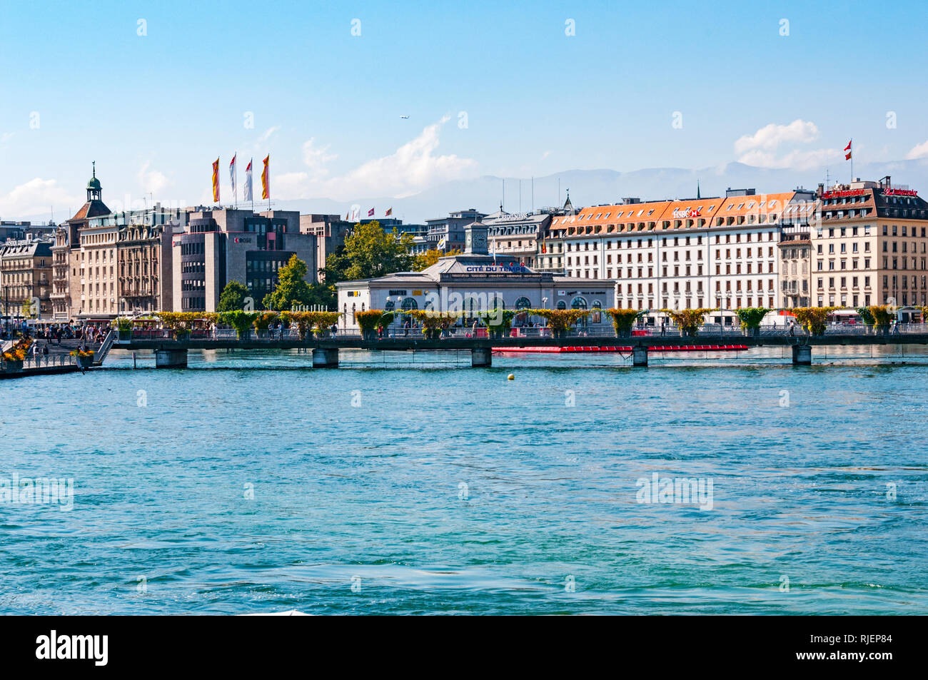 La ville de Genève des rives du lac de Genève, Suisse Banque D'Images