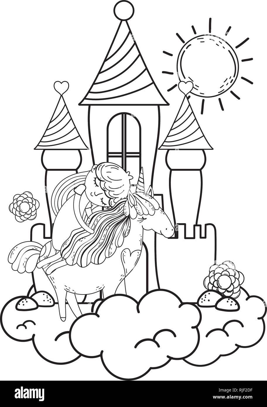 Licorne Et La Princesse Avec Un Chateau Dans Les Nuages Image Vectorielle Stock Alamy Licorne Et La Princesse Avec Un Chateau Dans Les Nuages Image Vectorielle Stock Alamy