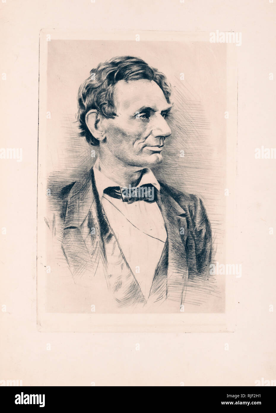 Abraham Lincoln, buste portrait, sans barbe, faisant face à droite ca. 1900-1920 Banque D'Images