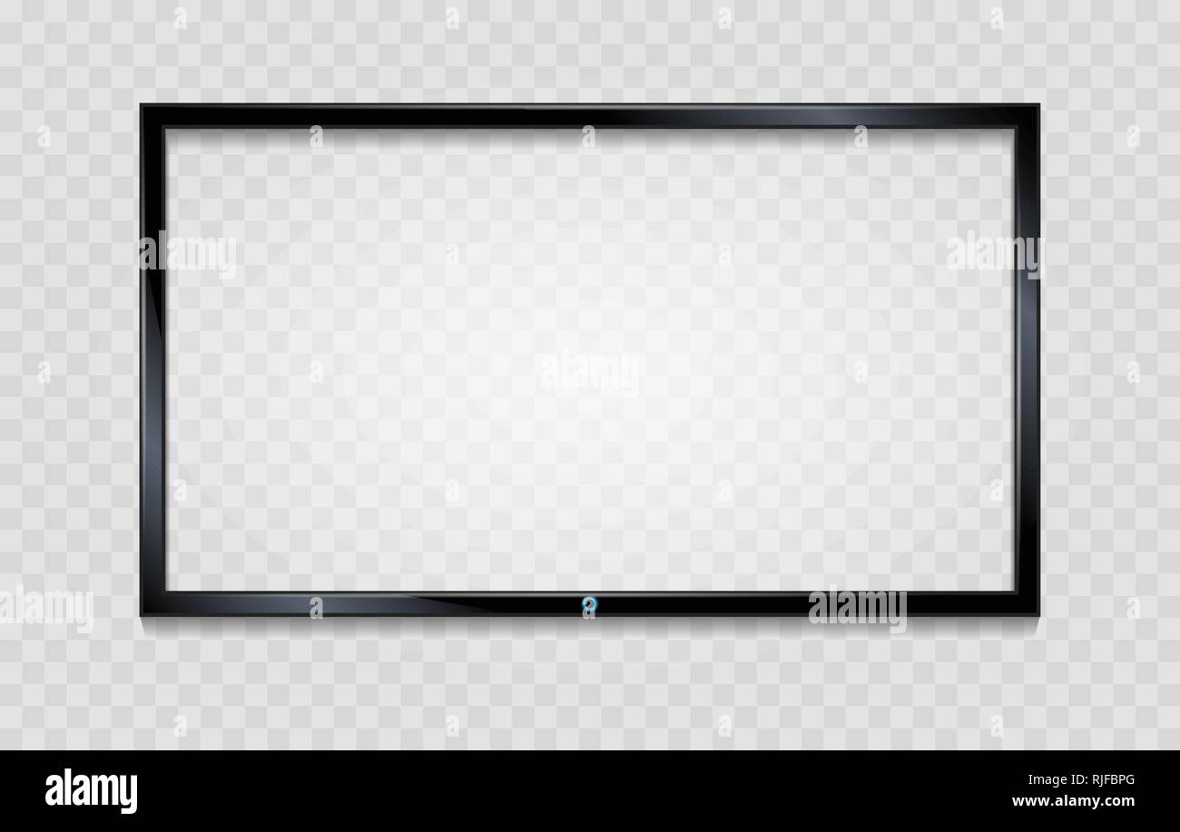 L'écran LCD. Plat Blanc avec cadre écran réfléchissant isolé sur transparent, verre vide vecteur moniteur avec la réflexion Illustration de Vecteur