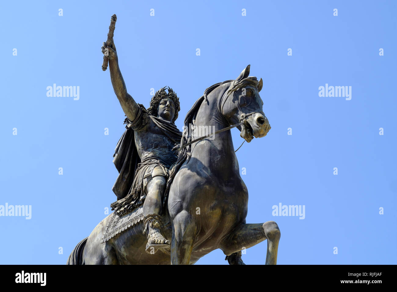 Montpellier (France) : statue équestre de Louis XII le long de la Promenade du Peyrou ' *** *** légende locale Banque D'Images