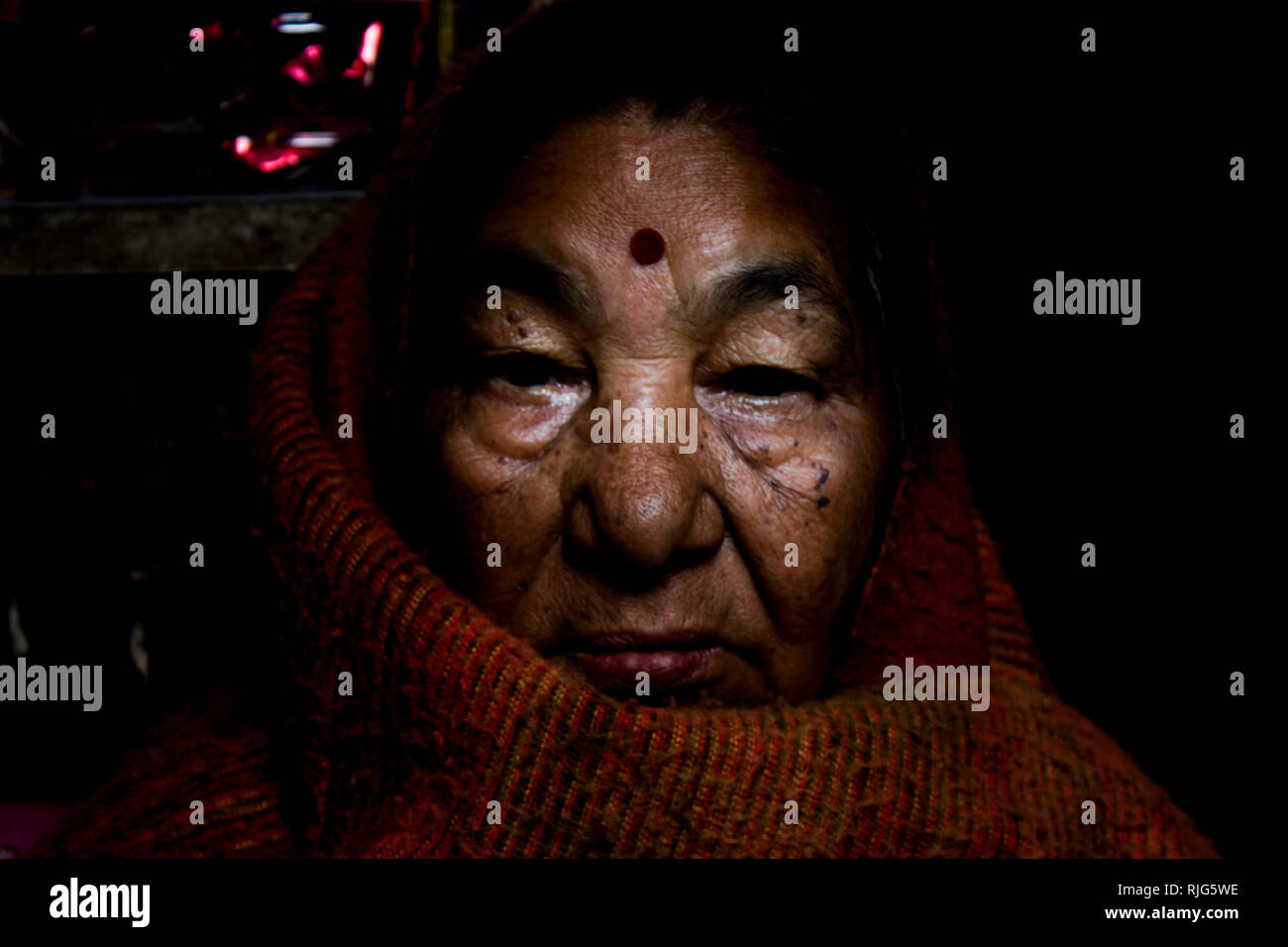 Portrait d'une femme Newari Banque D'Images