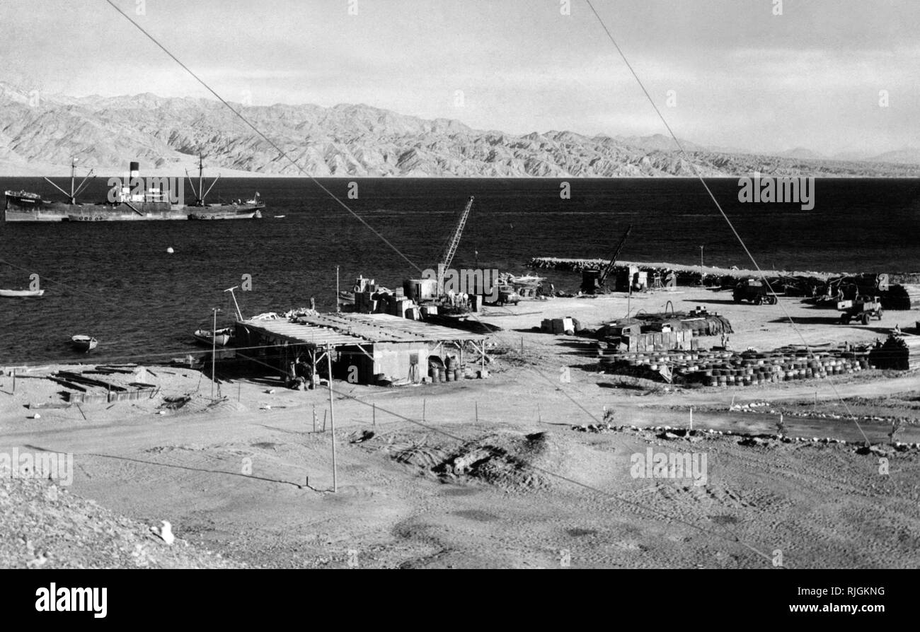 Moyen-orient, Israël, mer rouge, vue sur le port d'Eilat, 1953 Banque D'Images