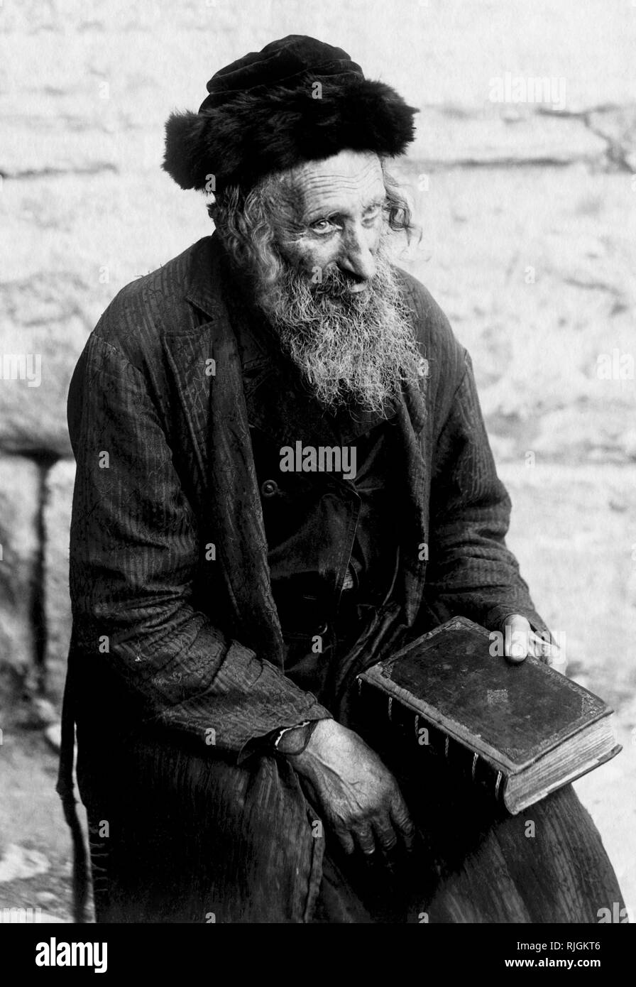 Israël, Jérusalem, portrait d'un rabbin, 1900-10 Banque D'Images