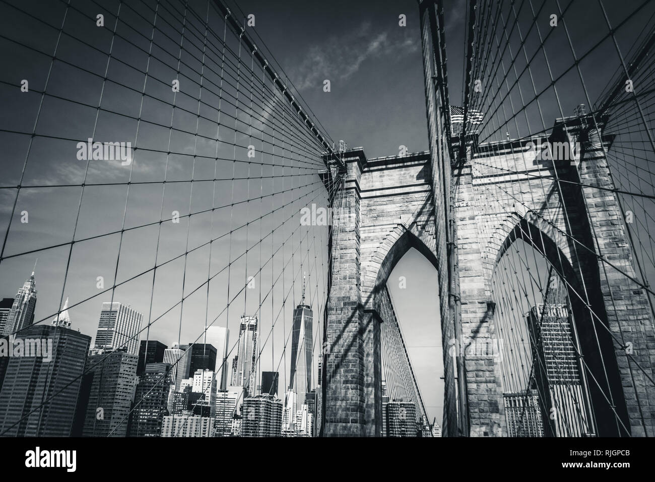 Pont de brooklyn new york city noir et blanc Banque de photographies et ...