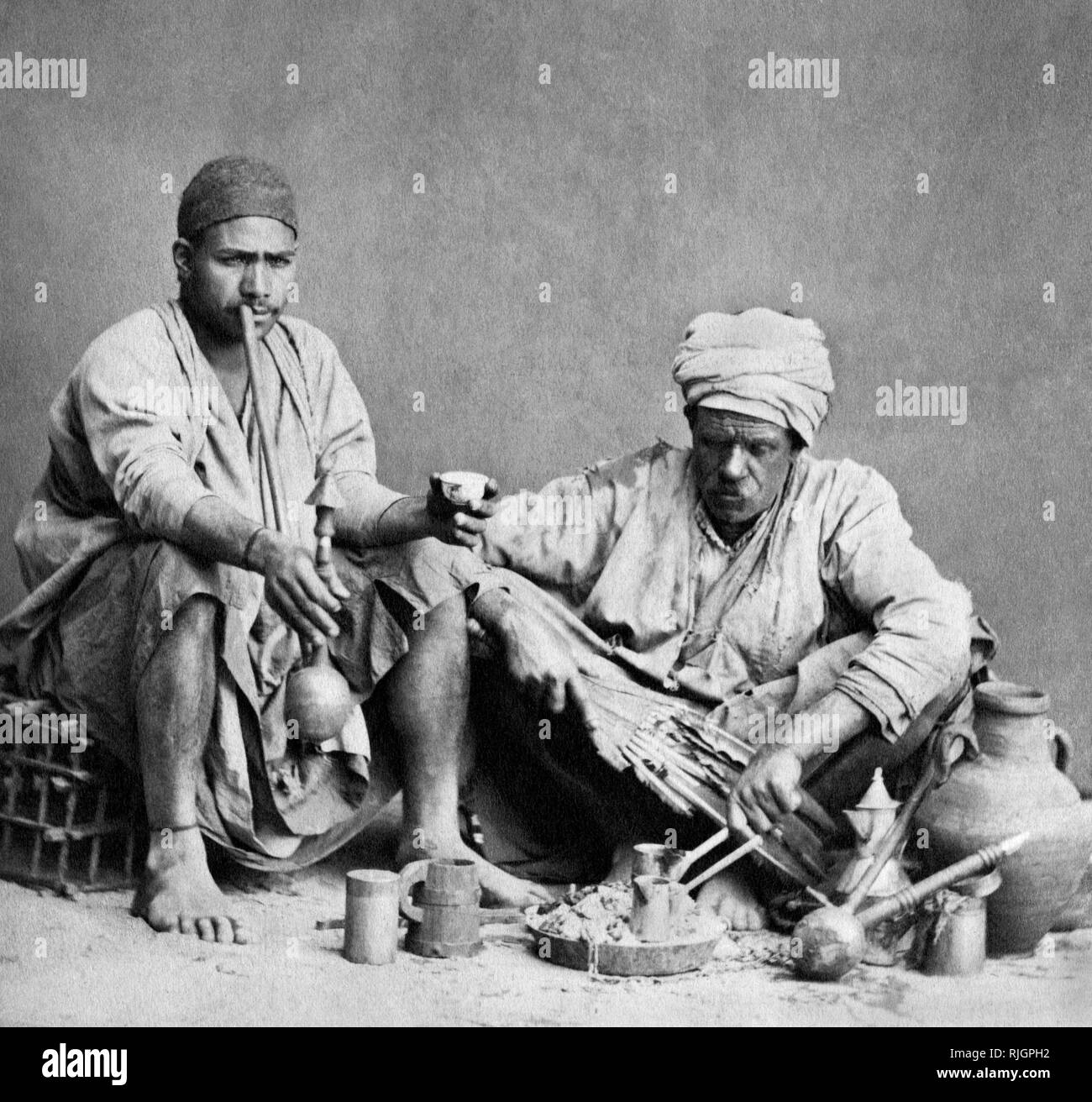 L'Afrique, l'egypte, Le Caire, le rituel du thé, 1878 Banque D'Images